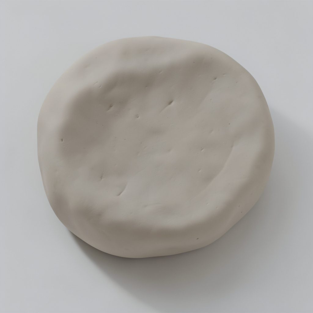 Soft clay-model render in pale periwinkle and cream, rounded handmade forms with a clean, modern mood